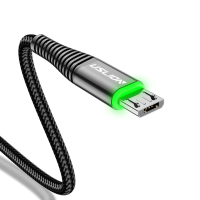 USLION 3A LED Licht USB naar Micro USB Kabel Snel Opladen Datatransmissie Koord Lijn 1M/2M lang Voor Xiaomi Voor HUAWEI