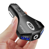 USLION 48W 2 poorts USB autoladeradapter Dual 24W QC3.0 Snel opladen met blauwe LED voor iPhone12 13 14 Pro 14 Pro Max v