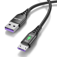USLION 5A Led Light USB naar Micro USB Kabel QC 3.0 FCP Snel Opladen Datatransmissie Nylon Core Line 1M/2M Lang Voor Xia