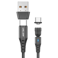 USLION PD60W USB A/Type C naar Type C Kabel QC3.0 Snel opladen Gegevensoverdracht Nylon Gevlochten kernlijn 1M Lang voor