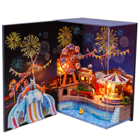 VIAI Pretpark DIY 3D Decoratieve Boekensteunen Nook Shelf Insert Kits met Stofkap & LED licht Puzzelspeelgoed voor Kind