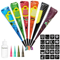 Vijf taal stickers Indiase henna tattoo handgeschilderde pasta set