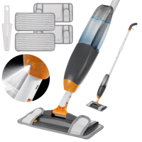 Vloerreinigingsspray Mop Droge natte houten vloermop met 360° draaibare kop 4 stuks wasbare dweilpads en hervulbare fles