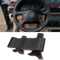 Voor VW Golf 4 MK4 Passat B5 1998 2005 Geperforeerd Microfiber Leer DIY Hand gestikt Stuurhoes beschermende Trim
