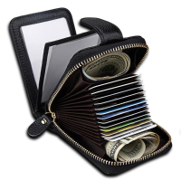 Vrouwen Originele lederen kaarthouder mannen Portable Short Portemonnee Portemonnee Rits Case