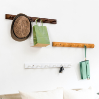 Wandgemonteerde jassen Rack Rail Hanger Hook Kleding Hoeden Sleutel Handdoek Bamboe Houten