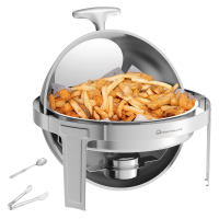 Warmounts 6QT Chafing Dish Buffet Set, Roll Top Ronde Chafing Dishes voor Buffet met Zichtbaar Deksel, Serveerbestek, Ro