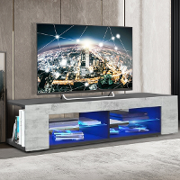 Woodyhome High Gloss TV Stand met LED verlichting Moderne TV Console Opbergkast met 4 Open Lagen Entertainment Center vo