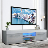 Woodyhome hoogglans tv meubel met led verlichting 2 ladekast moderne opslaghouder entertainment voor tvs tot 59 inc
