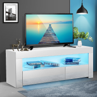 Woodyhome hoogglans tv standaard met led verlichting hoge opbergruimte tv consolehouder eenvoudig te installeren voor tv