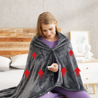 WOOTSHU Elektrische Verwarming Sjaal Pluche Deken 3 Versnellingen 8 Zone Verwarming USB dubbelzijdig Coral Fleece Winter