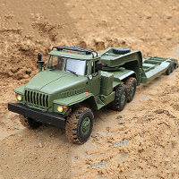 WPL B36 3 Ural 1/16 2.4G 6WD RTR Rc Auto Militaire Vrachtwagen Met Aanhangwagen Rock Crawler Voertuig Modellen Speelgoed