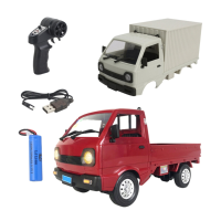 WPL D12 MINI 1/16 2.4G 2WD Volledige Schaal Rode RC Auto On Road Elektrische Vrachtwagen Voertuigmodellen Met LED Licht