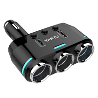 YANTU 12V 24V Auto Voedingsaansluiting Autolader 2USB Oplaadpoort 3.1A QC3.0 Snellader Draadloos