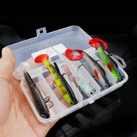 ZANLURE 5 stuks Plastic Zachte Aas Simulatie Visserslokken 3D Ogen Kunstmatige Aas Swimbaits Set Visaccessoires