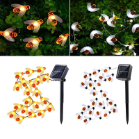 Zonne aangedreven 5M 20LEDs Waterproof Black Yellow Bee Fairy String Light voor Garden Party Christmas