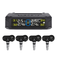 Zonne energie draadloos TPMS 433.92MHz LED display bandenspanningscontrolesysteem voor auto's met 4 sensoren voor realti