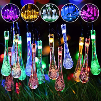 Zonne energie Outdoor 50 LED Droplet Fairy String Licht Bruiloft Christmas Party Home Decor Lamp DC3V