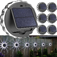 Zonne Muur Licht Buiten Tuin Dek Ronde Bloemblaadje Hek Licht 8 Modi Gloeiende Tuin Licht Afstandsbediening