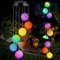Zonne windgong Kleur Veranderende Bal Windgongen LED Decoratie Cadeaus voor Moeder Kinderen Waterdichte Buiten Feest Dec