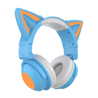 ZW068 Bluetooth Hoofdtelefoon LED licht Kattenoren Headset Draadloze Koptelefoon Hoofdtelefoon BT5.0 Draadloos Voor Sams