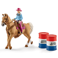 Farm World   Barrel racing with cowgirl