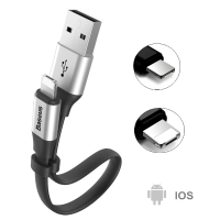 Baseus 2 In 1 Partable 0.75Ft Dual Use Charging Cable With Clasp For Iphone 7/7plus Samsung Huawei