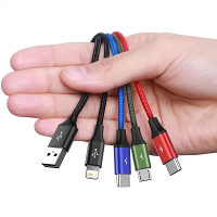Baseus 3 in 1/4 in 1 3.5A USB A naar iP/Micro/Type C Kabel Snelle Oplaad  en Gegevensoverdracht Koperen Kernlijn 0.3M/1.