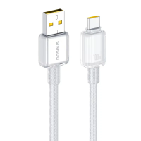 Baseus Crystal 100W/7,5W USBA naar USB C kabel snelladen, gegevensoverdracht, koperen kernlijn, 1 m/2 m, lang voor iPhon