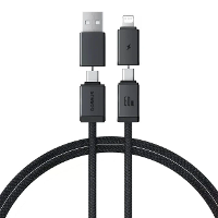 Baseus veelzijdige 60W USB A+USB C naar USB C+iP kabel PD snelladen gegevensoverdracht koperdraad 1M/2M lang voor iPhone