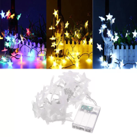 Batterijgevoede 3.3M 30LED's Mat Frosted Vijf Sterren Feeëriek Kettinglicht Kerst Bruiloft Decor Lamp