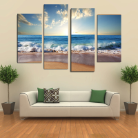 Beach Seascape 4pcs Combination Painting Printed On Canvas Frameless Drawing Home Wall Decor