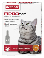 Beaphar Fiprotec Kat Tegen Vlooien & Teken 3 Pipet Vanaf 1 Kg En 8 Weken