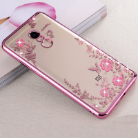 Beautiful Flowers Pattern Slim Soft Tpu Plating Bumper Back Case For Xiaomi Redmi Note 4