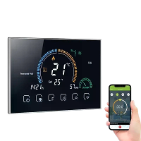 Tuya WiFi Slimme Programmeerbare Thermostaat voor Elektrische Verwarming LCD Scherm Aanraakpaneel APP Spraakbesturing We