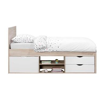 Bed Tempo incl. Bedverhoger   eikenkleur   90x200 cm   Leen Bakker