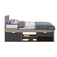 Bed Tempo incl. Bedverhoger   grijs eikenkleur   90x200 cm   Leen Bakker