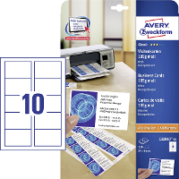 Avery Zweckform C32010 25 Bedrukbare visitekaarten 85 x 54 mm Wit 250 stuk(s) Papierformaat: DIN A4
