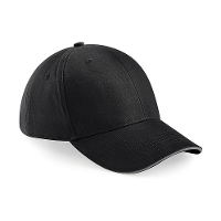 Beechfield 6 panel baseballcap   zwart/grijs   voor volwassenen   katoen