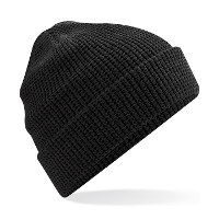 Beanie Wintermuts   wafelstructuur   zwart   dames   100% katoen   damesmuts