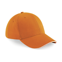 Beechfield Pet   oranje met wit   6 panel baseballcap   volwassenen   katoen
