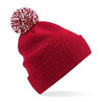 Beechfield Wintermuts met gekleurde Pompon   rood   100% polyester   volwassenen