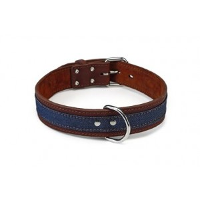 Beeztees Leren Halsband Denim Bruin voor de hond 60 cm