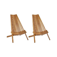 BELLANO   Tuinstoel set van 2   Lichthout   Acaciahout