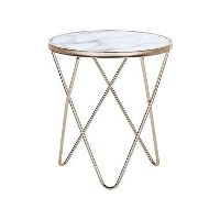 Beliani Bijzettafel MERIDIAN   Wit veiligheidsglas