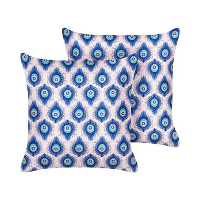 CERIANA   Tuinkussen set van 2   Blauw/Roze   45 x 45 cm   Polyester