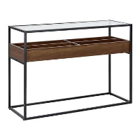 Beliani Consoletafel WACO   Donkere houtkleur veiligheidsglas, metaal