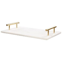 DIMARI   Decoratief dienblad   Wit/Gouden   Marmer