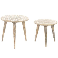 HURSI   Bijzettafel set   Lichte houtkleur   Mangohout