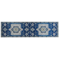 Beliani Laagpolig   PARVAKADLI Blauw polyester 80x300 cm
